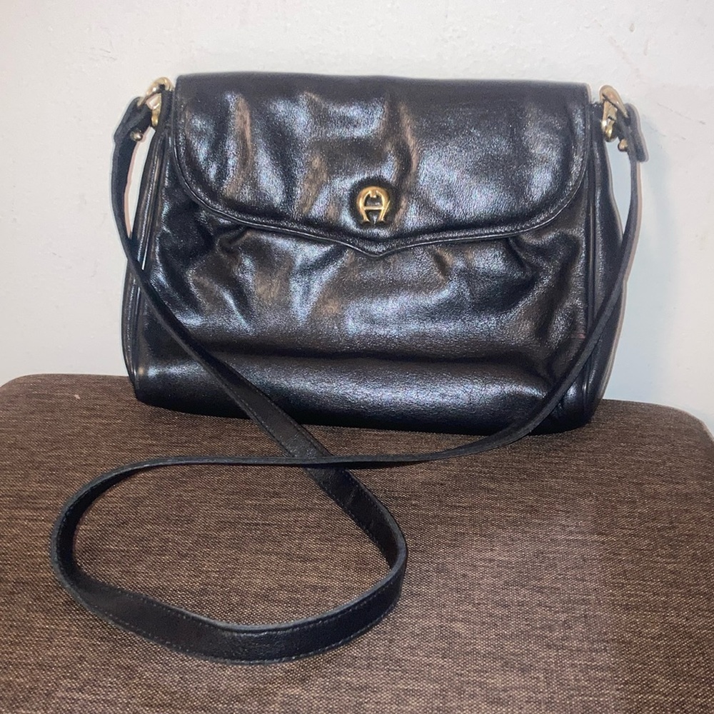 Etienne Aigner Black Shoulder Bag Purse Vintage